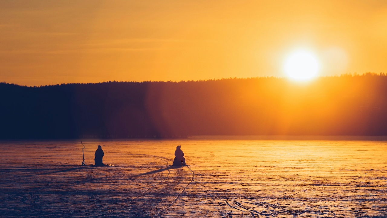 Fishing on a frozen lake near Rjukan